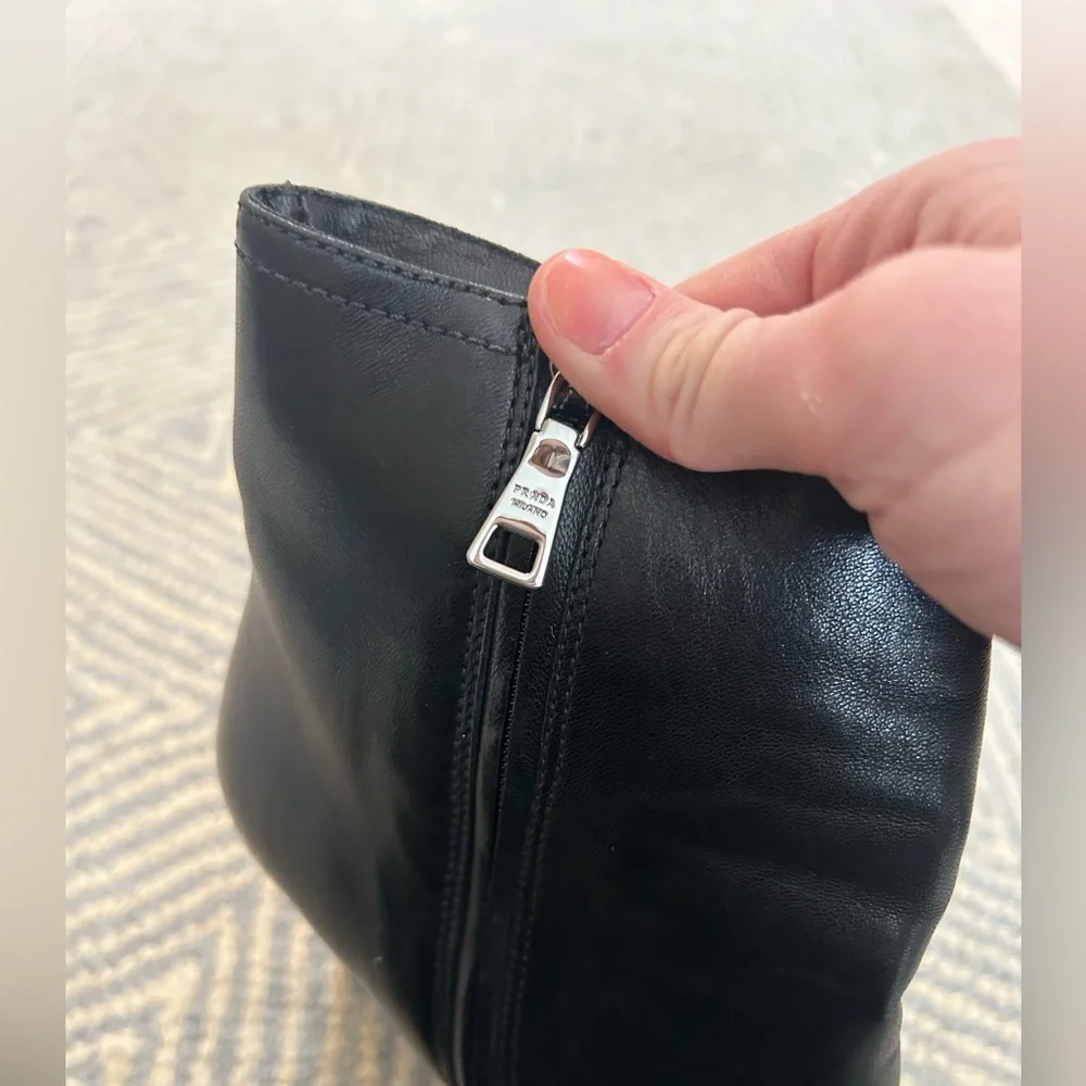 PRADA Leather Wedge Booties Boots - Picture 4 of 10